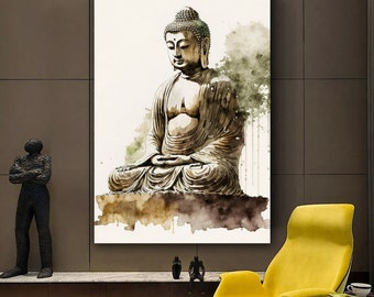 Toile de Bouddha, art mural asiatique, art mural de Bouddha, toile de méditation, affiche de Bouddha, impression bouddhiste, art mural de méditation