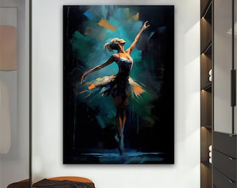 Modern Ballet Canvas Painting, Abstract Ballerina Print Wall Art, Ballerina Canvas Wall Decor, Dance & Woman, Housewarming Gift