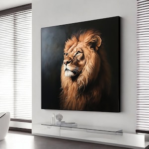 Lion canvas wall art - Lion Painting - Fashion Print - Canvas Art - Lion Portrait - Fashion Art - Contemporary - Animal Art
