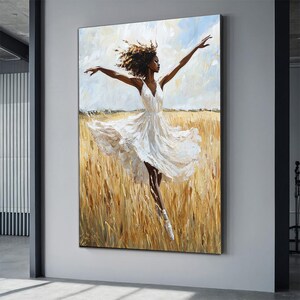 Bevrijd Afrikaans arbeidersvrouwendoek, vrouw dansen in tarweveldkunst, Afro-Amerikaanse wanddecoratie