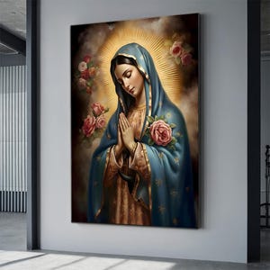 Mary&#39;s Silent Blessing - mary Sanctified Souls Print - Religious Art for your Home - The Virgin Mary painting