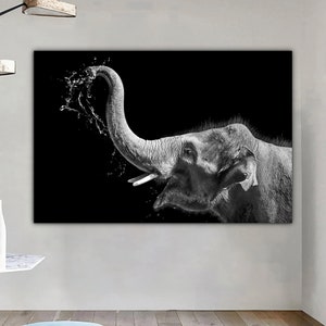 Black And White elephant, elephant Wall Art, elephant Canvas, elephant Wall Decor,  Animal Canvas, elephant Photo,