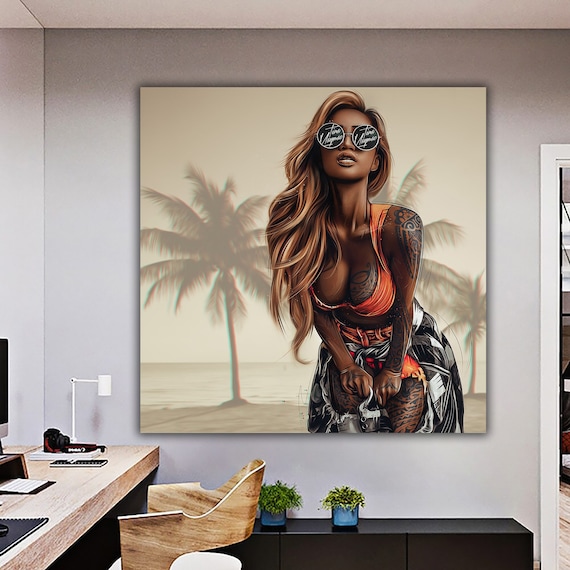 grafitti woman canvas painting, sexy woman canvas print, writings on erotic woman wall decor, girl canvas painting, woman wall art
