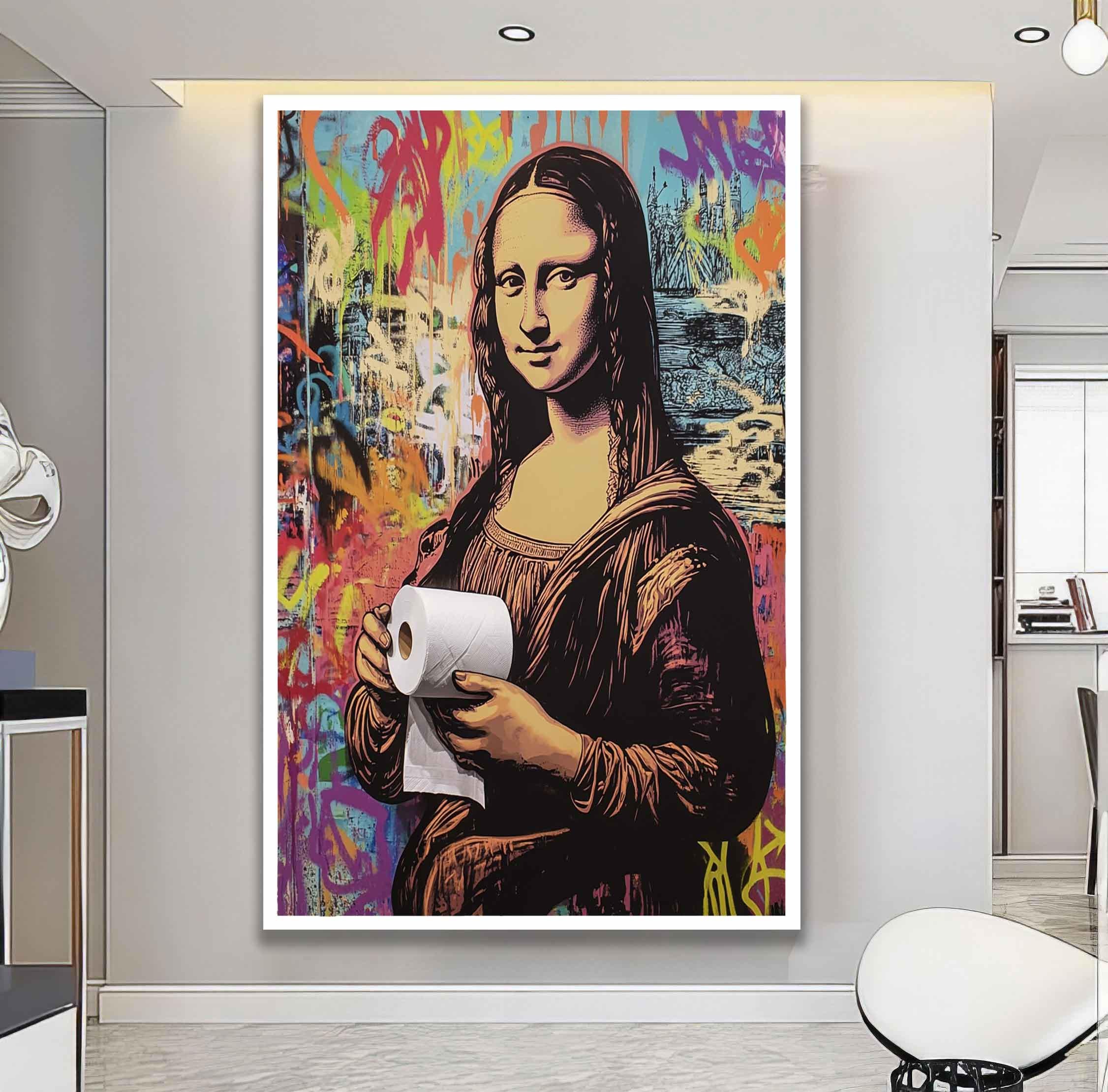 Mosa Lisa Pop Art Canvas, Colorful Mona Lisa Art, Mona Lisa Wall