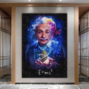 Einstein illustration canvas Wall Art, Einstein Graffiti canvas Wall Art, Albert Einstein Art canvas Print Office canvas Print Wall Decor