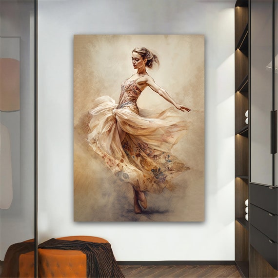 HD Printed Abstract Painting Elegant Dancing Ballerina Oil Ballet Girl Wall  Art 1 Piece Large Canvas