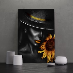 fashion girl canvas painting, black and white woman painting, cartoon girl canvas print, graffiti girl wall decor