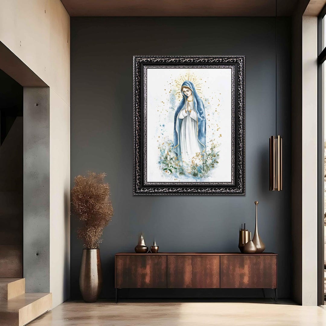 Virgin Mary Wall Art | Religious Canvas Painting | Blessed Virgin Mary ...