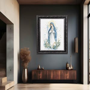 Virgin Mary Wall Art | Religious Canvas Painting | Blessed Virgin Mary Wall Decor | Catholic Prayer Room Wall Decor ,mary wall art