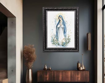 Virgin Mary Wall Art | Religious Canvas Painting | Blessed Virgin Mary Wall Decor | Catholic Prayer Room Wall Decor ,mary wall art