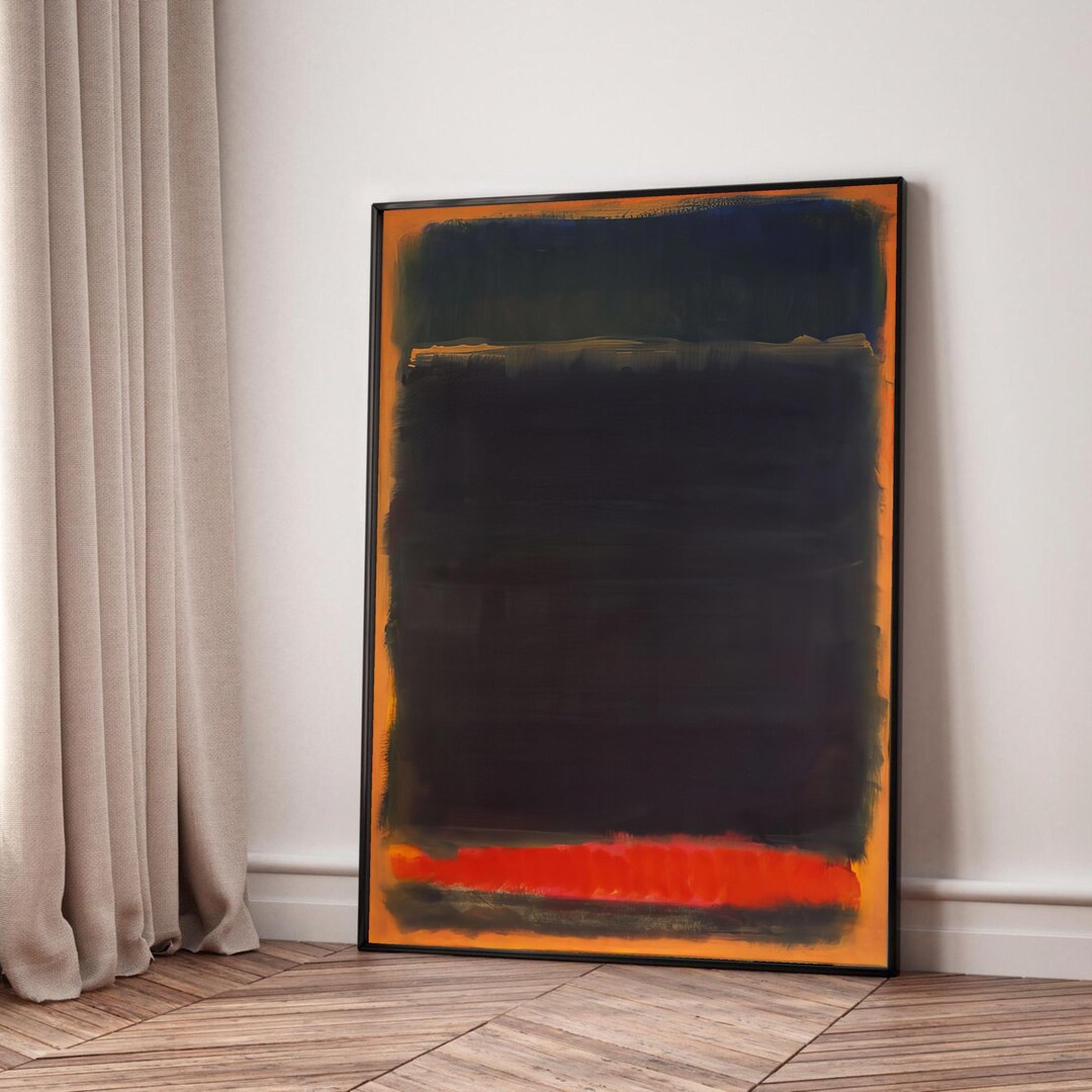 Modern Abstract Canvas Wall Art, Bold Black and Red Color Block ...