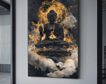 Art mural de toile de Bouddha, toile imprimée de Bouddha, art mural de Bouddha, toile de Bouddha, impression de toile de méditation de bouddha, art mural de bouddha de jardin zen