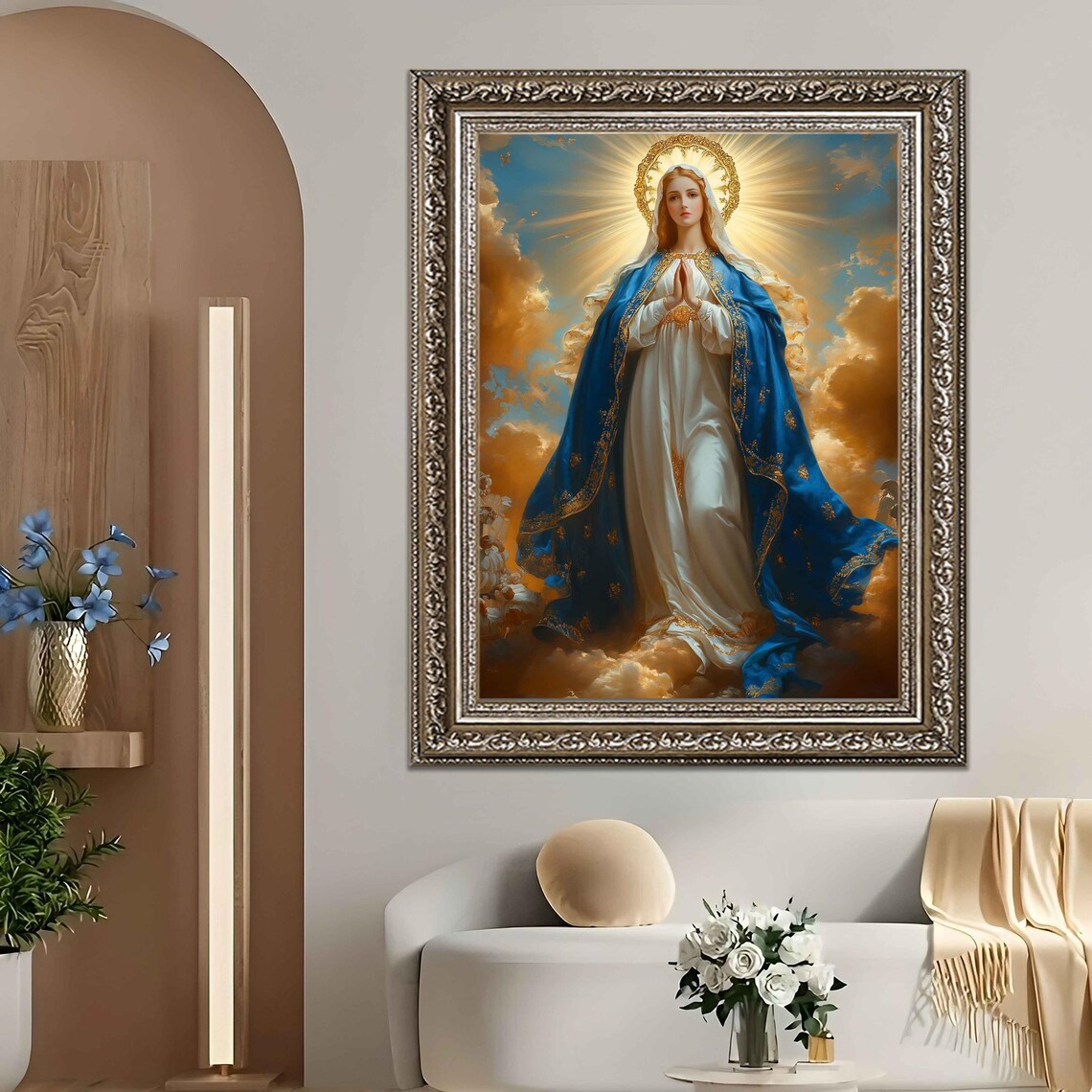 Virgin Mary Wall Art | Religious Canvas Painting | Blessed Virgin Mary ...