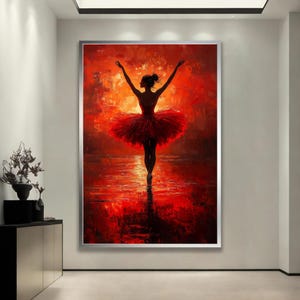 Ballerina Artwork, African Woman Poster, Modern Canvas Art, Trendy Art Decor, Red Canvas Artwork, Canvas Wall Decor