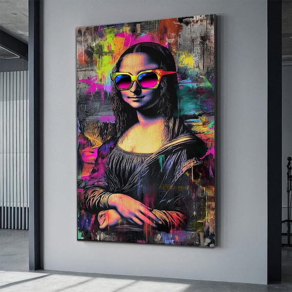 Mosa Lisa Pop Art Canvas, Colorful Mona Lisa Art, Mona Lisa Wall