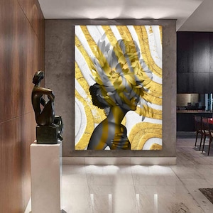 Abstract flower woman portrait , beautiful lady with rose body canvas painting , woman canvas print , woman with flower head