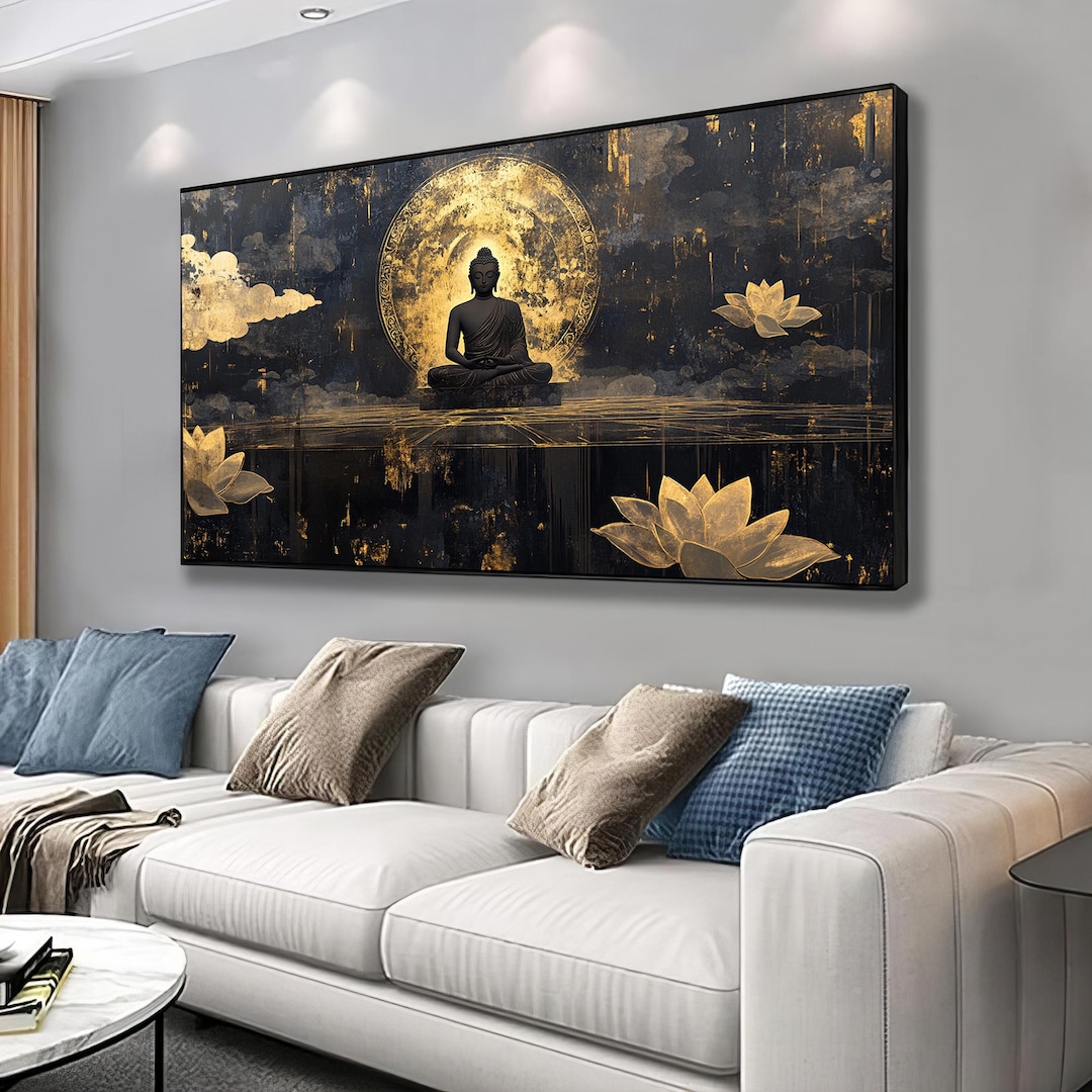 Gold and Black Buddha Canvas, Luxury Buddha Painting, Zen Buddha Art ...