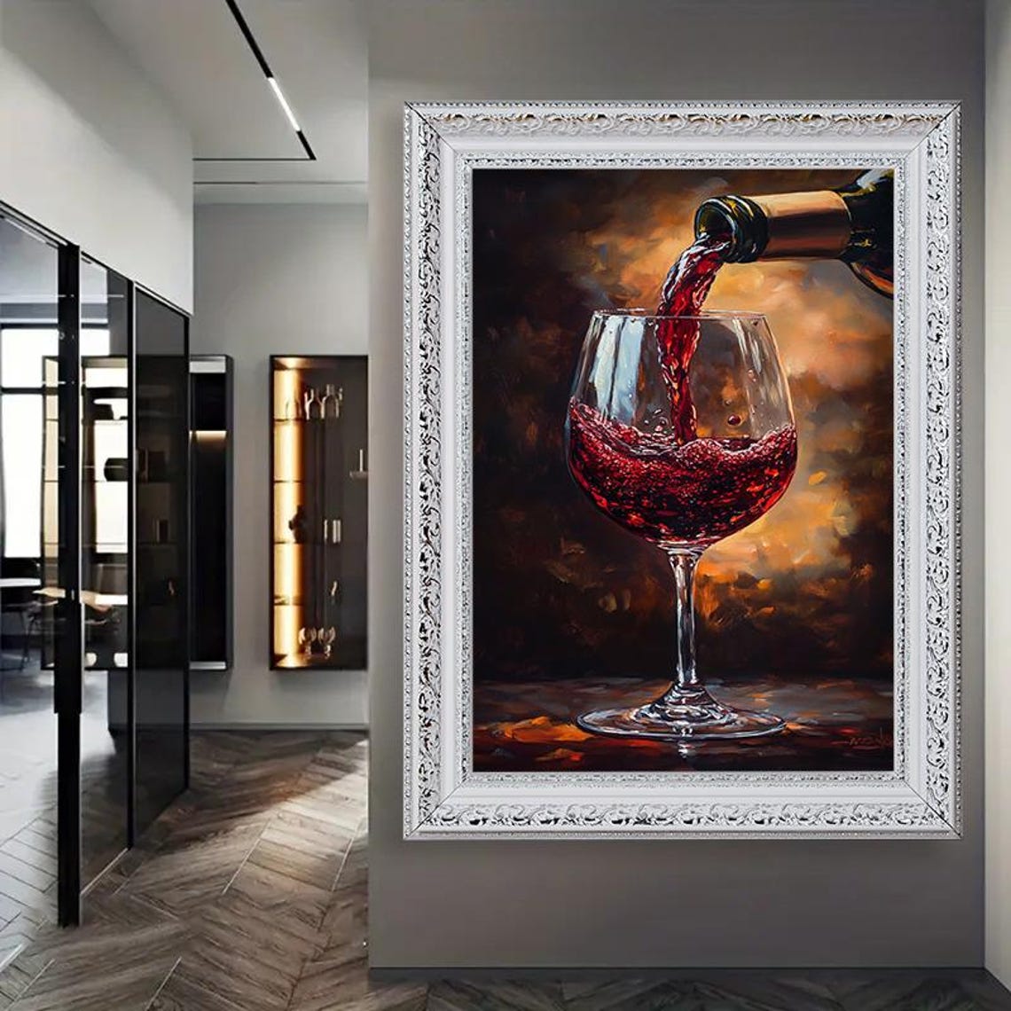 Red Wine Pour Canvas Art – Elegant Wine Glass Painting for Kitchen or ...