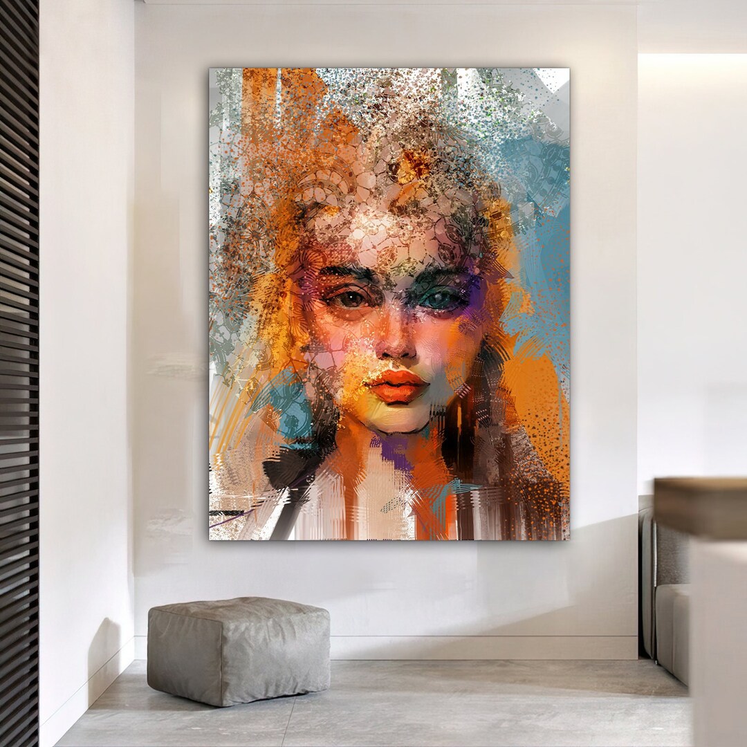 Wall Art Canvas, Canvas Print, Canvas, Abstract Woman Face, Trendy