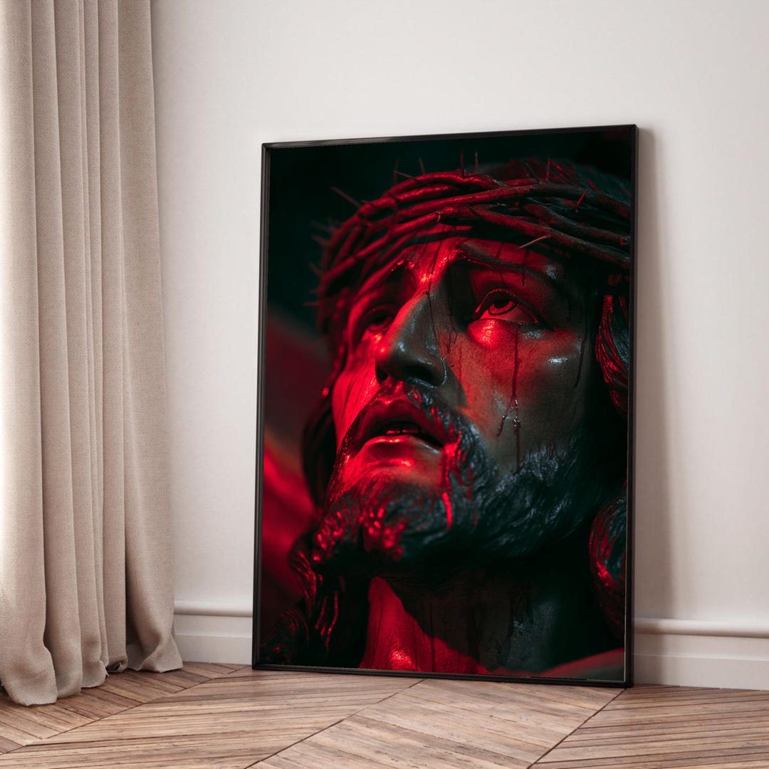 Jesus Christ Crown of Thorns Close-up Canvas, Religious Wall Art ...