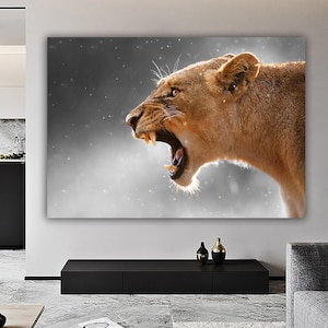Black And White Lion, Lion Wall Art, Lion Canvas, Lion Wall Decor, Animal Wall Art, Animal Canvas, Lion Photo, Lion Print, Lion