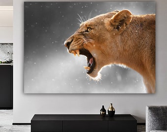 Black And White Lion, Lion Wall Art, Lion Canvas, Lion Wall Decor, Animal Wall Art, Animal Canvas, Lion Photo, Lion Print, Lion