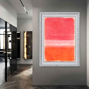 Mark Rothko Inspired Canvas, Vibrant pink and white Abstract Painting, Modern Wall Decor for Contemporary Interiors, vintage framed art