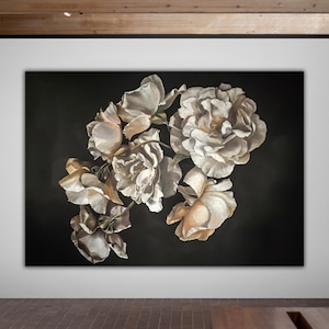 Canvas Wall Art Rose Wall Art Flower Wall Art Rose Painting Rose Wall Decor Rose Canvas Print Rose Decor Rose Art Black and White Rose