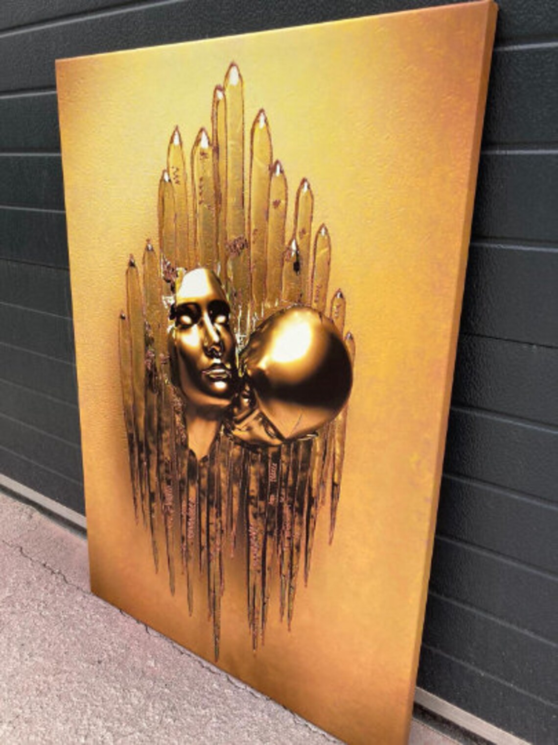 Romantic Couple Kiss Painting Wall Art Lover Canvas Art Etsy