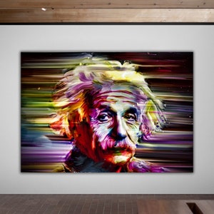 Einstein illustration canvas Wall Art, Einstein Graffiti canvas Wall Art, Albert Einstein Art canvas Print Office canvas Print Wall Decor
