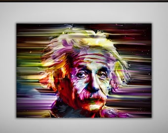 Einstein illustration canvas Wall Art, Einstein Graffiti canvas Wall Art, Albert Einstein Art canvas Print Office canvas Print Wall Decor