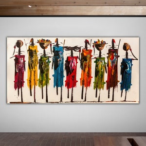 Masai canvas print,Abstract African wall art,Colorful African wall décor,African Triptych Large Canvas,African wall decor