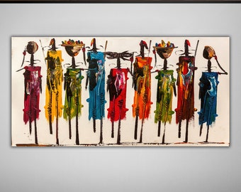 Masai canvas print,Abstract African wall art,Colorful African wall décor,African Triptych Large Canvas,African wall decor