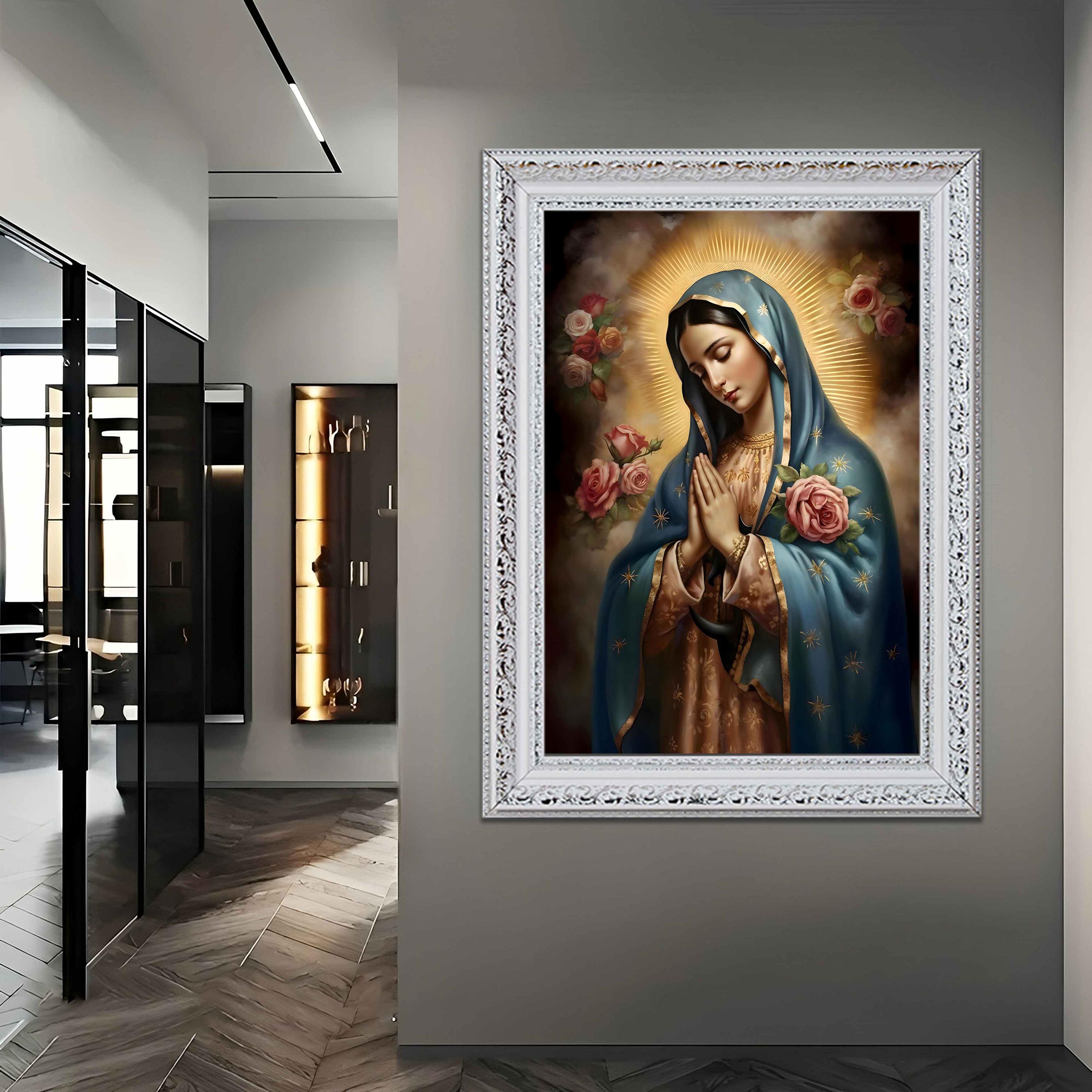 Stained Glass Virgin Mary Wall Art, Our Lady of Guadalupe Print ...