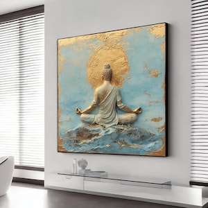 3d view buddha canvas, meditating buddha art, rustic buddha art, buddha poster, colorful buddha canvas print