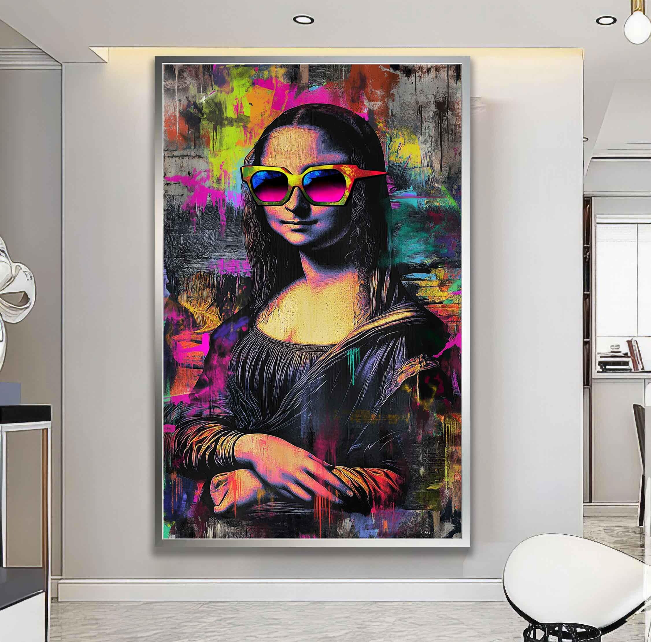 Mosa Lisa Pop Art Canvas, Colorful Mona Lisa Art, Mona Lisa Wall