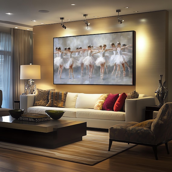 Ballerinas Canvas Print Art, Ballerina Canvas Painting, Beautiful Women Dancer Wall Decor, Music Room Wall Art