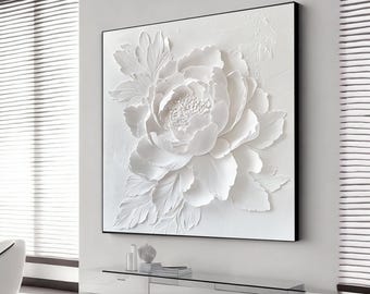 White Rose Painting | Vintage Art Print | Flower Print | Moody Floral Print | Farmhouse Wall Decor, 3d looking rose art