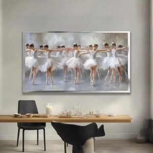 Canvaskunst ballerina's, canvas schilderij ballerina, mooie vrouwen danseres muurdecoratie, muurkunst muziekkamer afbeelding 3