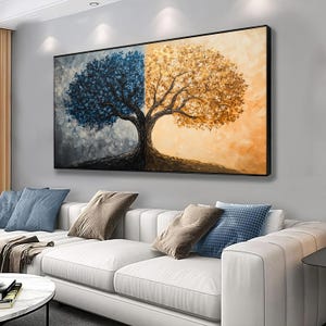 Modern tree painting, tree canvas painting, framed tree painting wall decor, tree poster