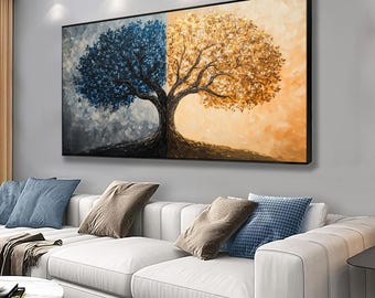 Modern tree painting, tree canvas painting, framed tree painting wall decor, tree poster