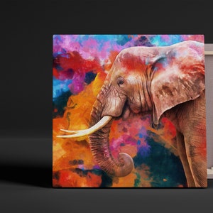 Colorful Elephant Canvas Print, Contemporary Home Decor, Colorful Elephant Painting, Animal Painting, Elephant Wall Art