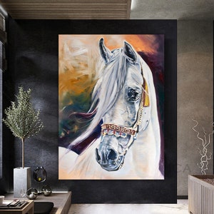 White Horses Canvas Wall Art, Animal Art, Animal Wall Decor, Horses Canvas Print Wall Art,  Race of Horses Painting on Canvas