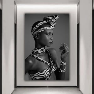 african woman canvas painting, black woman canvas print, african woman painting  woman wall decor
