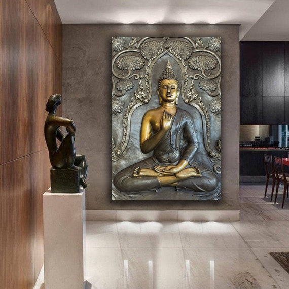 ontbijt verlichten ballon Buddha Canvas Asian Wall Art Buddha Wall Art Meditation - Etsy