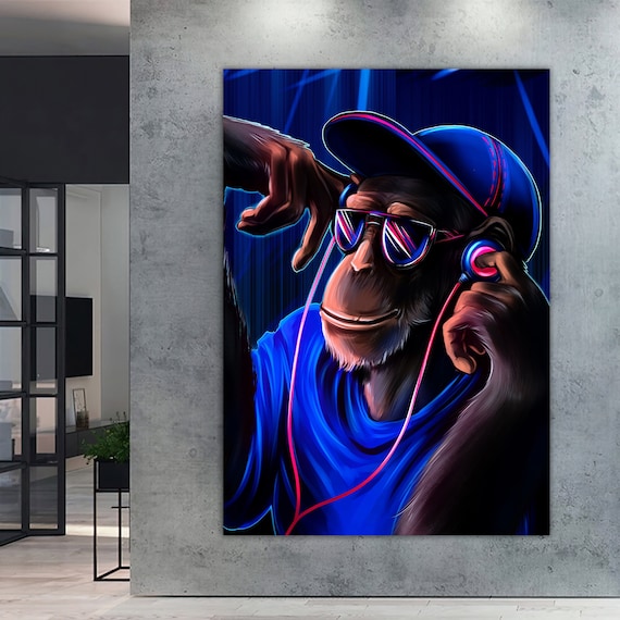 Monkey DJ Banksy Music Is Life Street Art Framed Print – Available In 4 Sizes (A4 To A1)