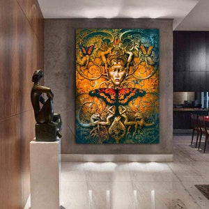 Surrealism canvas painting , Surreal art wall decor , surreal canvas print , artistic canvas painting , ready to hang product
