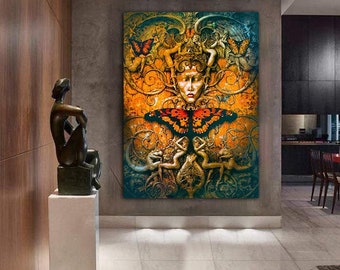 Surrealism canvas painting , Surreal art wall decor , surreal canvas print , artistic canvas painting , ready to hang product