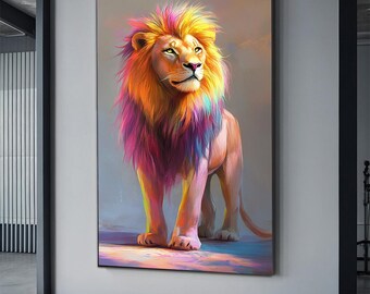 サングラスをかけたカラフルなライオンのポートレートプリント