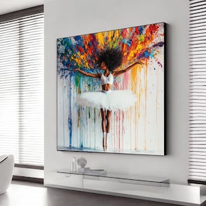 African ballerina canvas, black ballet art, dance canvas painting, ballerina wall decor, ballerina poster